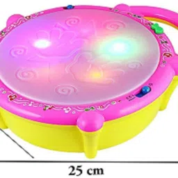 goodsnet Kids Multicoloured Flash Drum Set With Music and Lights Electronic Touch Flash Visual 3d Lights (Yellow) image 3