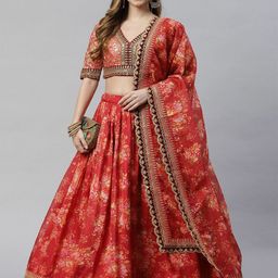 DIVASTRI Embroidered Sequinned Semi-Stitched Lehenga & Unstitched Blouse With Dupatta-picture-26