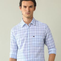 AD By Arvind Slim Fit Tartan Checks Opaque Cotton Formal Shirt-image-97