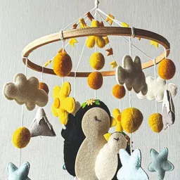 BABBLE WRAP Brown & Yellow Musical Crib Mobile-44