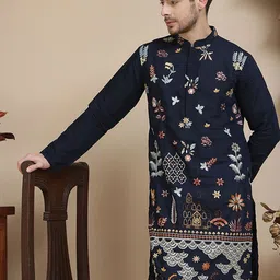 Jompers Men Floral Embroidered Chikankari Floral Kurta-picture-58