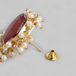 Anouk Gold-Plated Beaded Geometric Studs Earrings image 3
