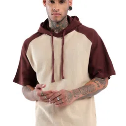 WROGN Men Solid Hood Cotton Oversized T-Shirt-image-66