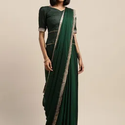 KALINI Green Solid Poly Chiffon Saree-image-35