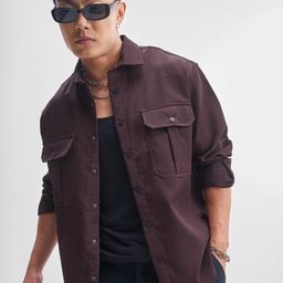 HIGHLANDER Men Oversized Fit Textured Spread Collar Casual Shirt-image-9