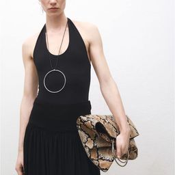 MANGO Halter Neck Styled Back Slim Fit Bodysuit-image-5