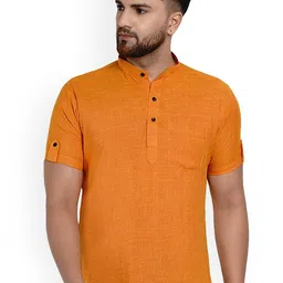 VEERA PARIDHAAN Band Collar Short Sleeves Straight Short Kurta-image-89