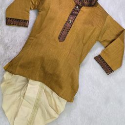 AMBA COLLECTION BOUTIQUE Boys Mandarin Collar Pure Cotton Kurta with Dhoti Pants-image-78