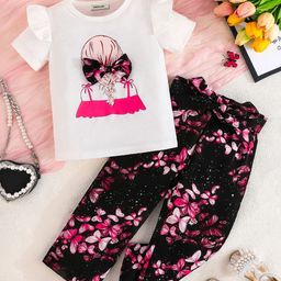 INCLUD Girls Graphic Printed Round Neck T-Shirt With Trouser-image-28