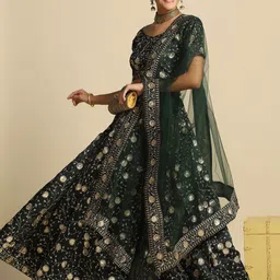 Warthy Ent Embroidered Thread Work Semi-Stitched Lehenga & Unstitched Blouse With Dupatta-picture-17