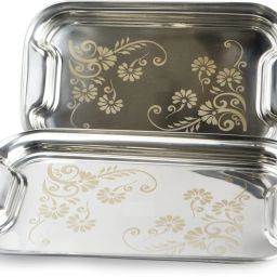 Steel Plate Serving tray Platter Multipurpose -Size- 34 -Cm,30 -Cm(Pack of 2) Tray-20