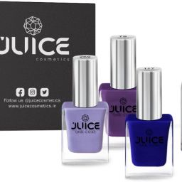 | 3 NAIL POLISH COMBO 26 (GRAPE PURPLE-79/PIGMENT BLUE-117/PEARLY FLINT-269) & 1 NAIL POLISH REMOVER | WATERPROOF & LONG LASTING-18