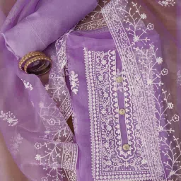 Unstitched Organza Salwar Suit Material Embroidered-image-34