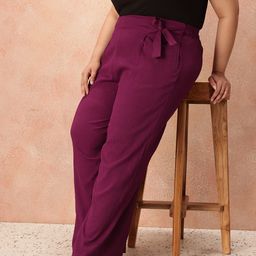 all about you Women Plus Size Pleated Tie-Up Trousers-16
