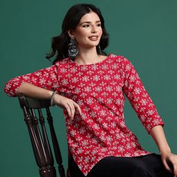 Sangria Floral Embroidered Schiffli Kurta-image-66