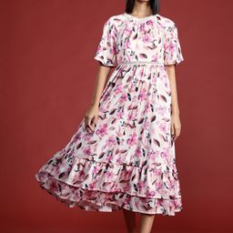 all about you Floral Print A-Line Midi Dress-image-70