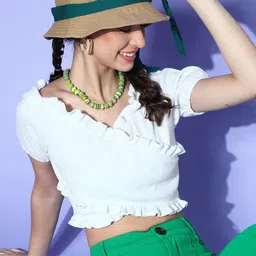 Athena Women Classic White Solid Cropped Top-picture-32