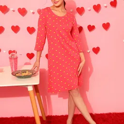 Clovia Heart Print Short Night Dress-image-85