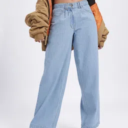 glitchez Women Freedom with Baggy Mid-Rise Pure Cotton Jeans-image-72