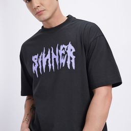 glitchez Typography Printed Drop-Shoulder Sleeves Oversized T-shirt-image-77