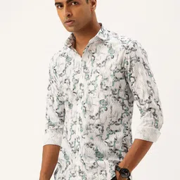 Integriti Pure Cotton Slim Fit Printed Textured Casual Shirt-image-43
