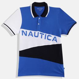 Nautica Boys Brand Logo Pure Cotton Colourblocked Polo Collar T-shirt-image-59