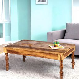 Ikiriya Coffee Brown Sheesham Wood Rustic Finish Rectangle Shaped Coffee Table-32