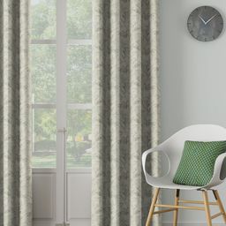 DDecor Beige Single Floral Printed Long Door Curtain-33