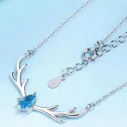 MYKI Silver-Plated CZ-Studded Reindeer Pendant Chain-39