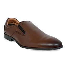 Allen Cooper Men Brown Solid Leather Formal Slip-Ons-image-12