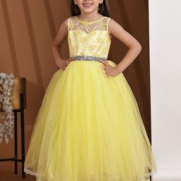 Toy Balloon kids Girls Floral Embellished Applique Fit & Flare Maxi Dress-picture-56
