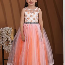 Toy Balloon kids Girl Embilleshed Full length Applique Net Fit & Flare Maxi Dress-picture-53