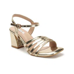 ELLE Strappy Open Toe Block Heels With Buckle Closure image 3