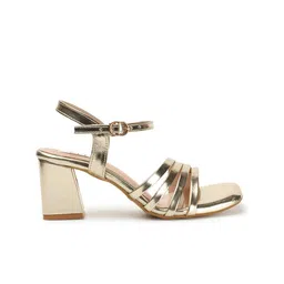 ELLE Strappy Open Toe Block Heels With Buckle Closure image 4