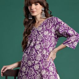 Indo Era Floral Printed Pure Cotton Kurta-27