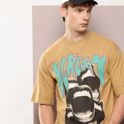 Kook N Keech Men Typography Printed Drop-Shoulder Sleeves Oversized T-shirt-image-81