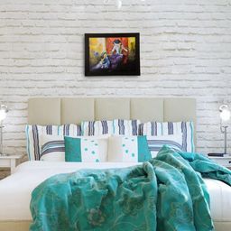 eCraftIndia Multicoloured Radha Krishna Satin Matt Texture Framed Wall Art-3