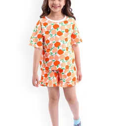 Honeyhap Girls Printed Pure Cotton Pure Cotton T-shirt & Shorts-picture-6