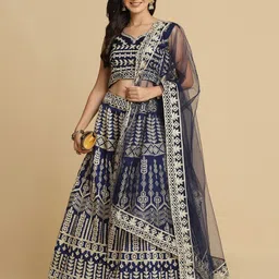 Warthy Ent Embroidered Thread Work Semi-Stitched Lehenga & Unstitched Blouse With Dupatta-picture-23