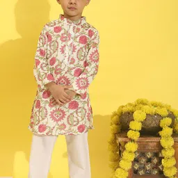 Cutiekins Boys Floral Printed Regular Kurta with Pyjamas-15