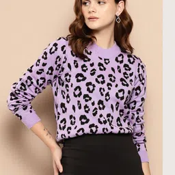 her by invictus Pure Acrylic Animal Pattern Pullover-image-52