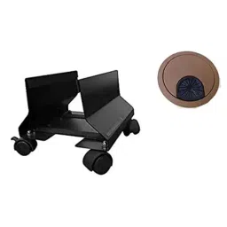 Implemental CPU Trolley with Wheels and Desk Wire Organizer Manager for Home & Office use Metal & Plastic Black & Brown (Set of 5)-2