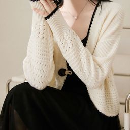 all about you Women Self Design Open Knit Crop Cardigan-picture-14