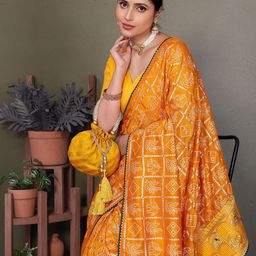 ALAGINI Bandhani Gotta Patti Silk Blend Bandhani Saree-image-106
