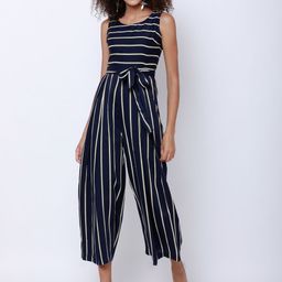 Tokyo Talkies Navy Blue & White Striped Culotte Jumpsuit-picture-43