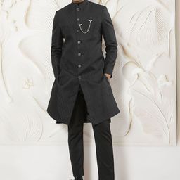 VASTRAMAY Self Design Sherwani Set-picture-10