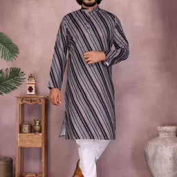 DVILLA Men Black Cotton Kurtas-picture-46