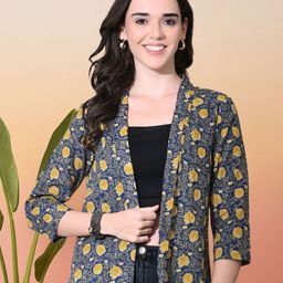 Sangria Floral Printed Open Front Shrug-image-79