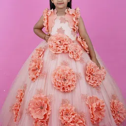 Li & Li Boutique Girls Floral Applique Net Maxi Dress-image-52