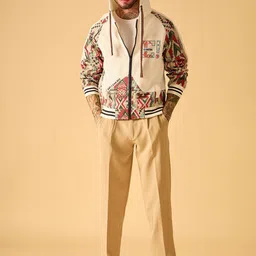 AKS Men Geometric Woollen Open Front Jacket image 5